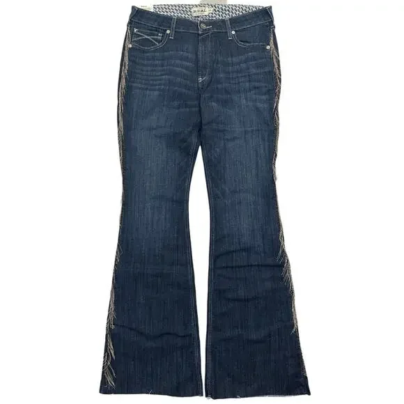 Ariat REAL Denim High Rise Flare Jeans Fringe Detail Women’s 33XL - Picture 11 of 11